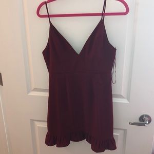 Princess Polly maroon body con dress with ruffle